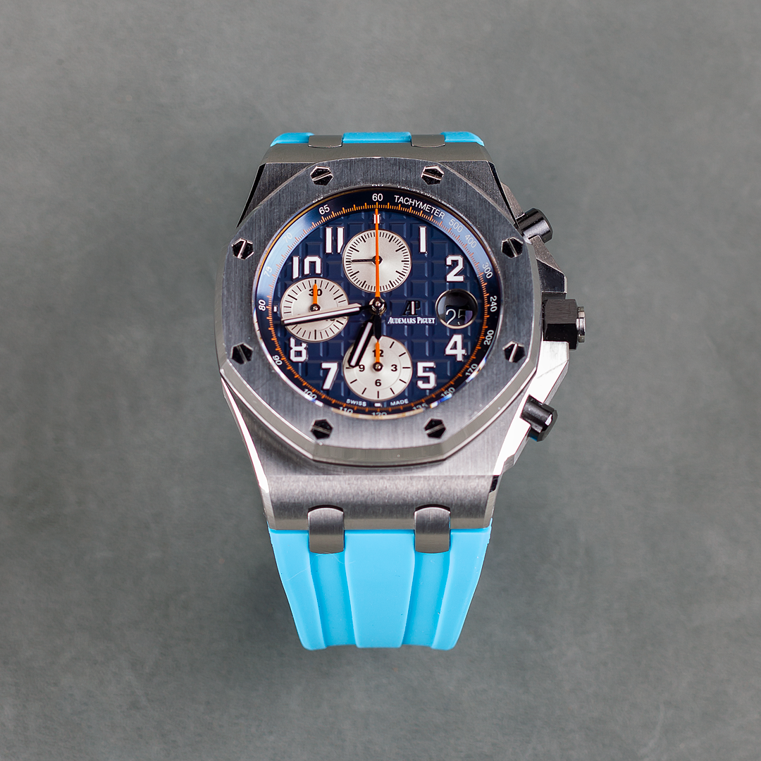 Tempomat Madrid, Blue Miami / Blue Marbella Rubber Strap for Audemars Piguet, royal oak offshore 42mm