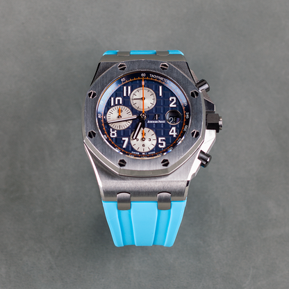 Tempomat Madrid, Blue Miami / Blue Marbella Rubber Strap for Audemars Piguet, royal oak offshore 42mm