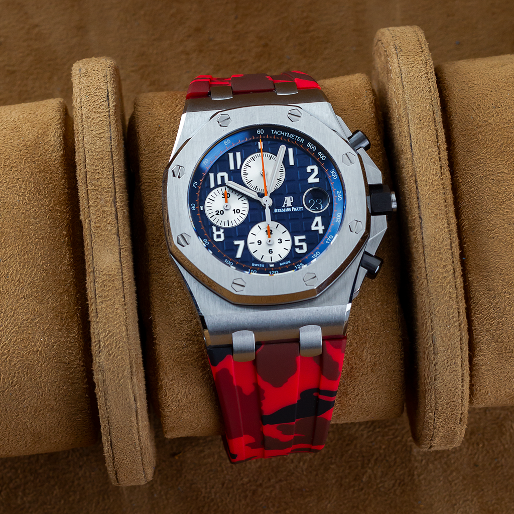 Tempomat Madrid, Red Camouflage Rubber Strap for Audemars Piguet, royal oak offshore 42mm