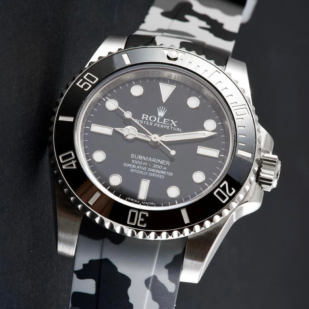 Tempomat Madrid, 20mm Grey camo rubber strap for rolex, 20mm rubber strap for omega