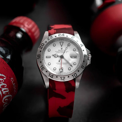 Tempomat Madrid, 20mm Red camo rubber strap for rolex, 20mm rubber strap for omega