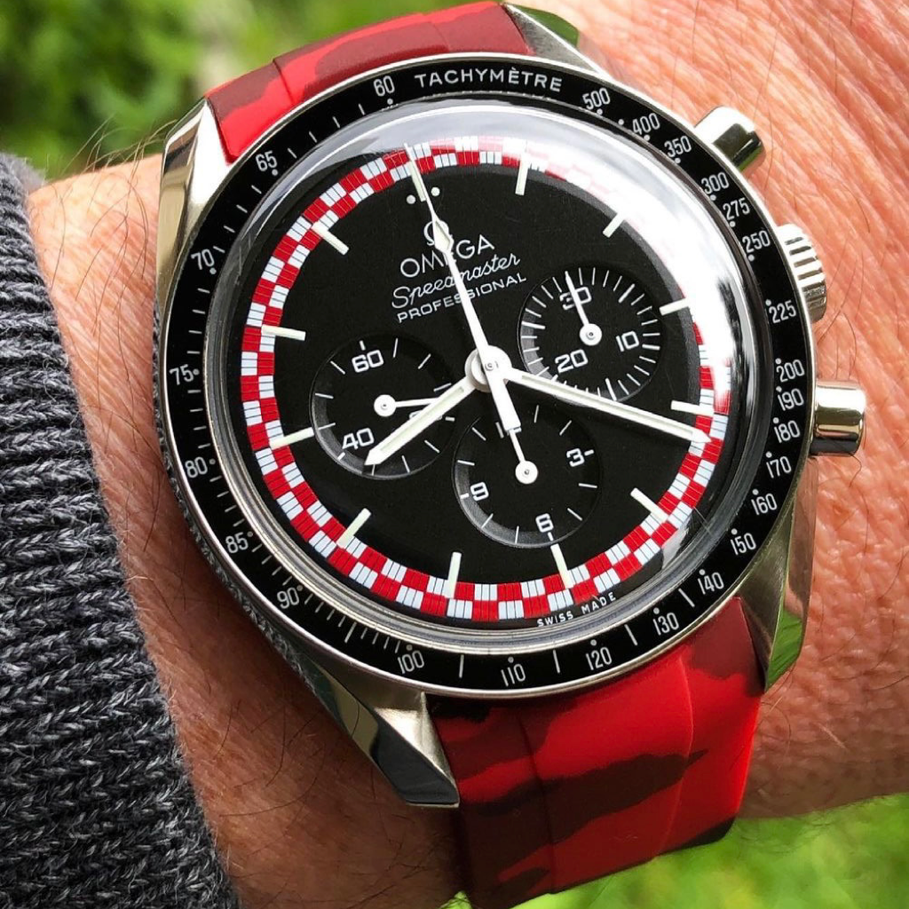 Tempomat Madrid, 20mm Red camo rubber strap for rolex, 20mm rubber strap for omega
