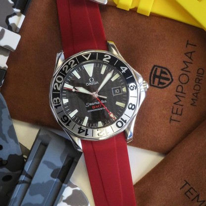 Tempomat Madrid, 20mm Red Bordeaux rubber strap for rolex, 20mm rubber strap for omega