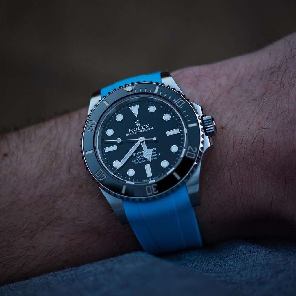 Tempomat Madrid, 21mm Blue Miami / Marbella rubber strap for rolex, 21mm rubber strap for omega