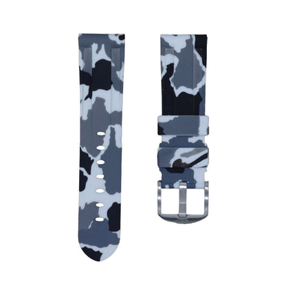 Tempomat Madrid, White Camouflage Rubber Strap for Panerai, Seiko, Breitling, Tag Heuer Universal 24mm