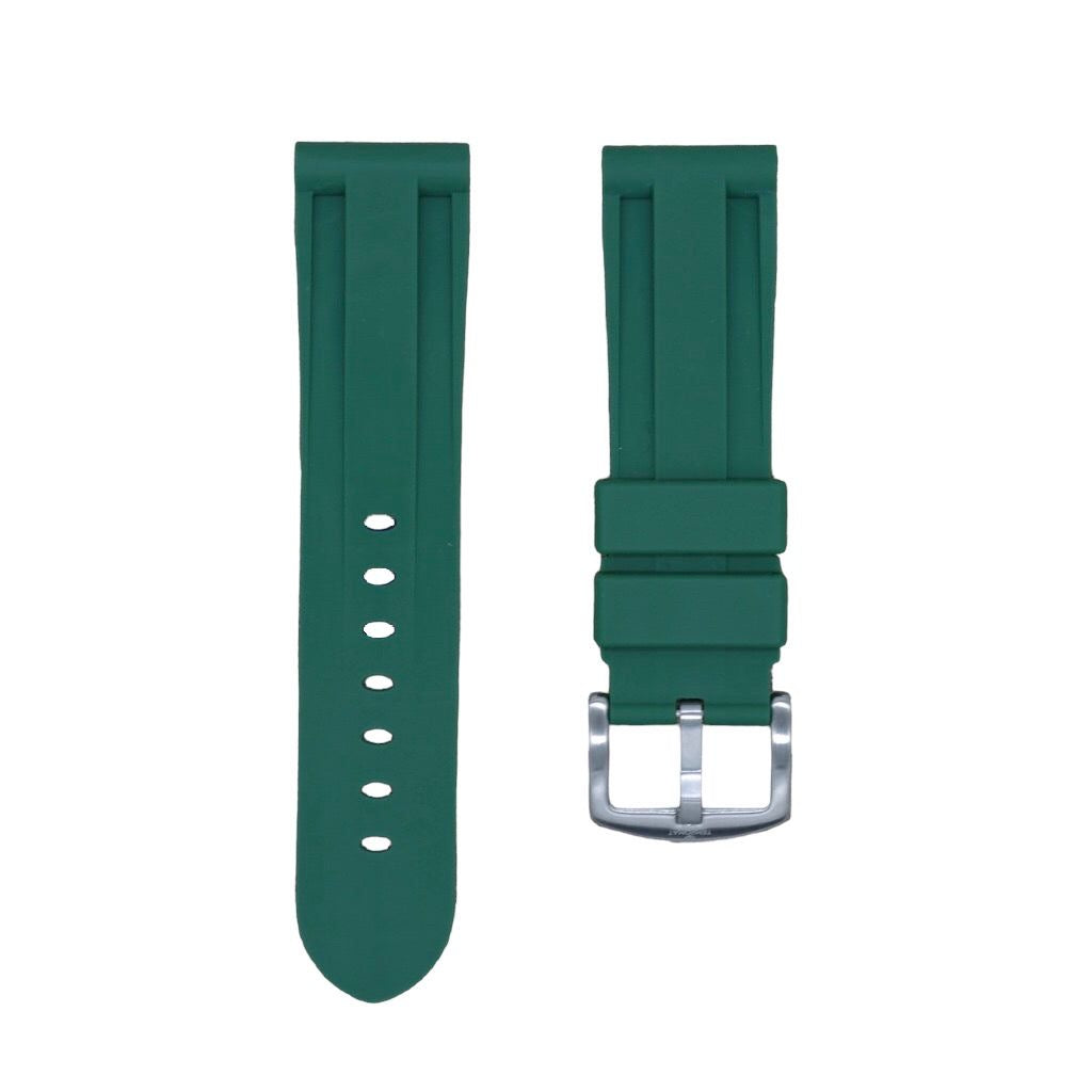 Tempomat Madrid, Green Rubber Strap for Panerai, Seiko, Breitling, Tag Heuer, Tudor, Universal 22mm