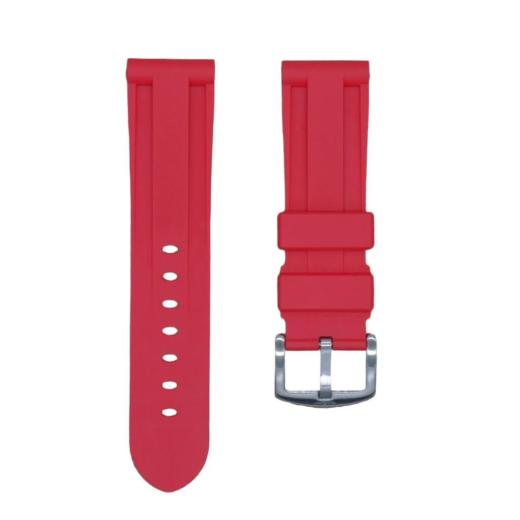 Tempomat Madrid, Red Rubber Strap for Panerai, Seiko, Breitling, Tag Heuer, Tudor, Universal 22mm