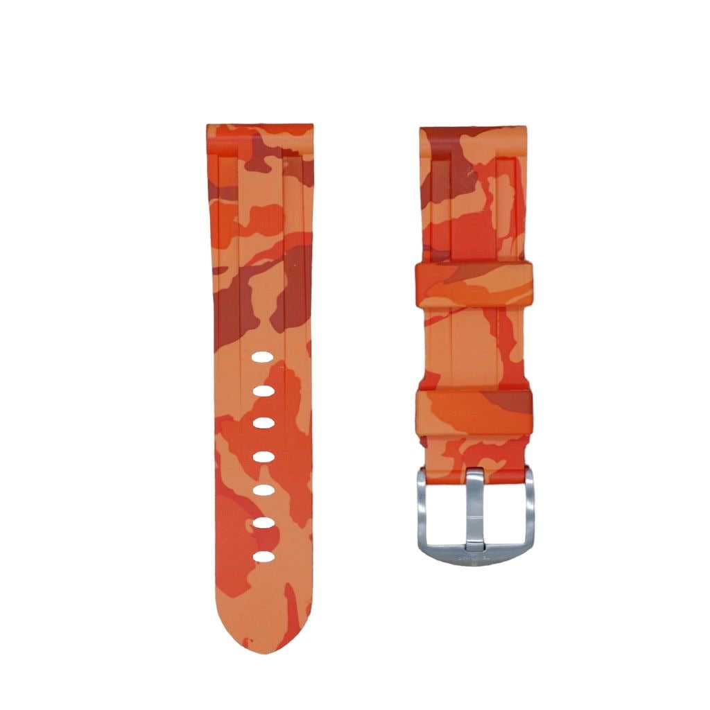 Tempomat Madrid, Orange Camouflage Rubber Strap for Panerai, Seiko, Breitling, Tag Heuer, Tudor, Universal 22mm