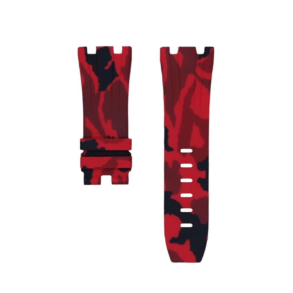 Tempomat Madrid, Red Camouflage Rubber Strap for Audemars Piguet, royal oak offshore 44mm