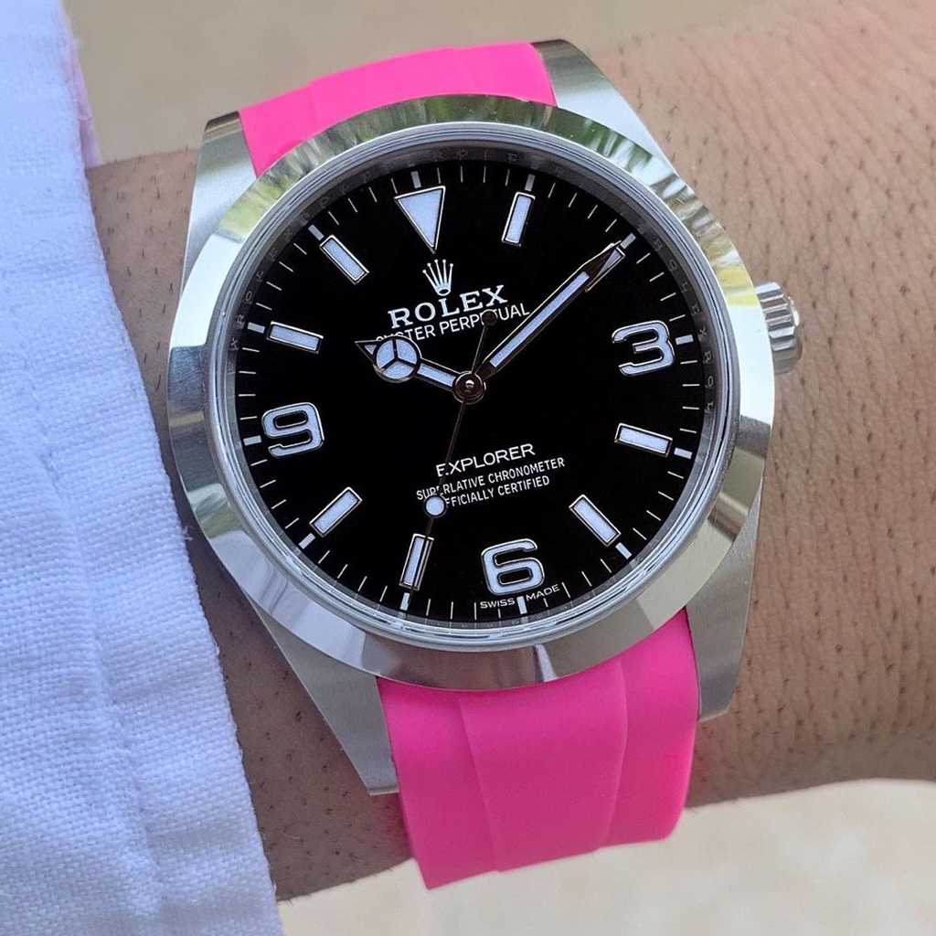 Tempomat Madrid, 20mm Pink rubber strap for rolex, 20mm rubber strap for omega