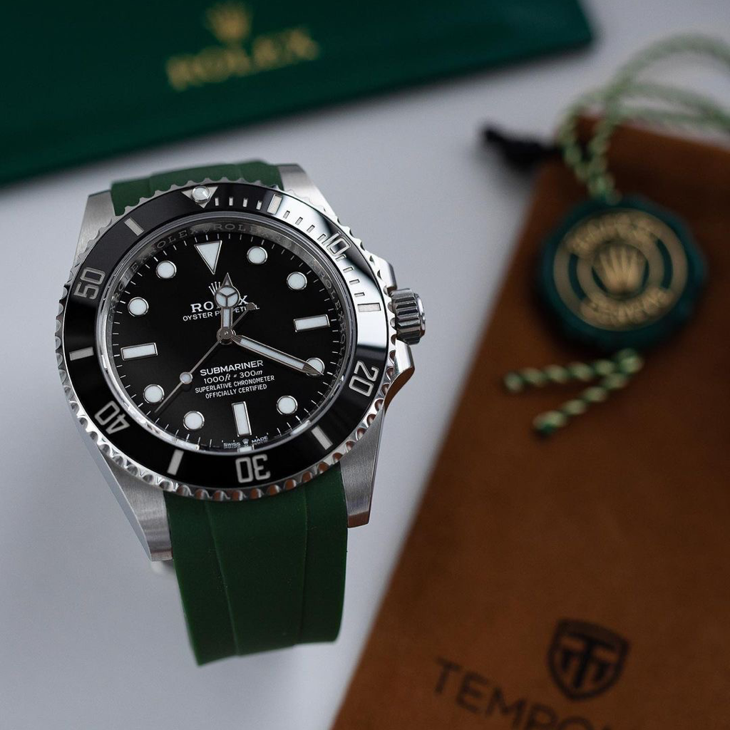 Tempomat Madrid, 21mm Green rubber strap for rolex, 21mm rubber strap for omega