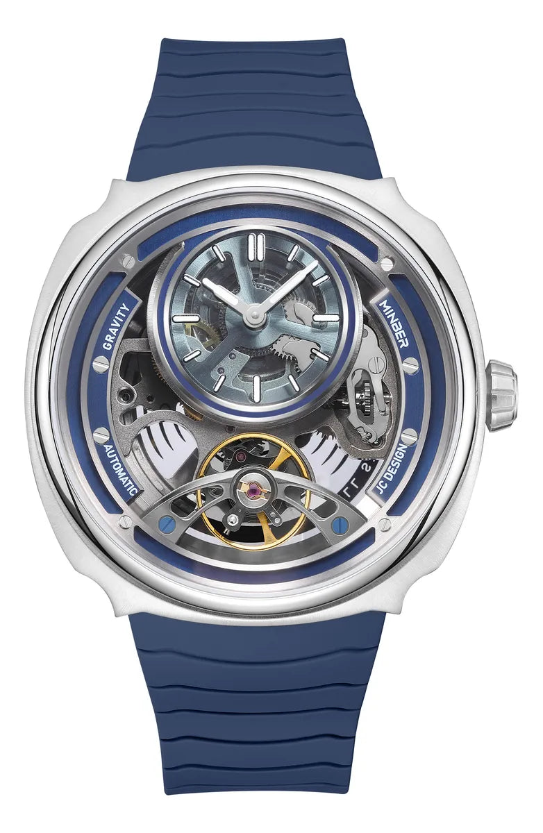 Reloj Minber Automático Lujo Con Correa De Silicona Blue