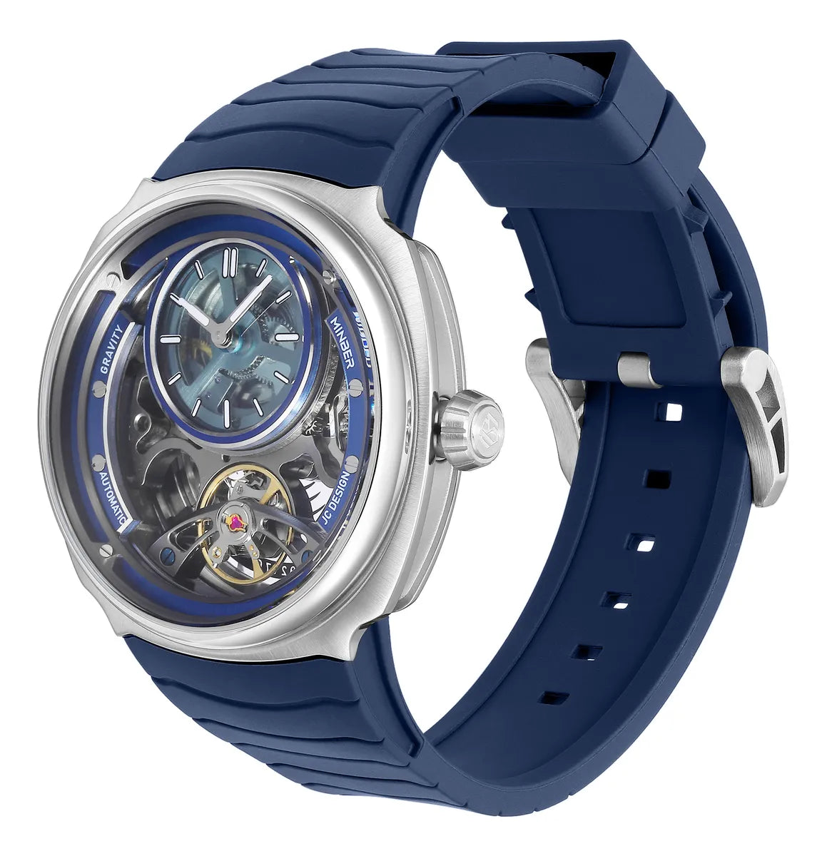 Reloj Minber Automático Lujo Con Correa De Silicona Blue