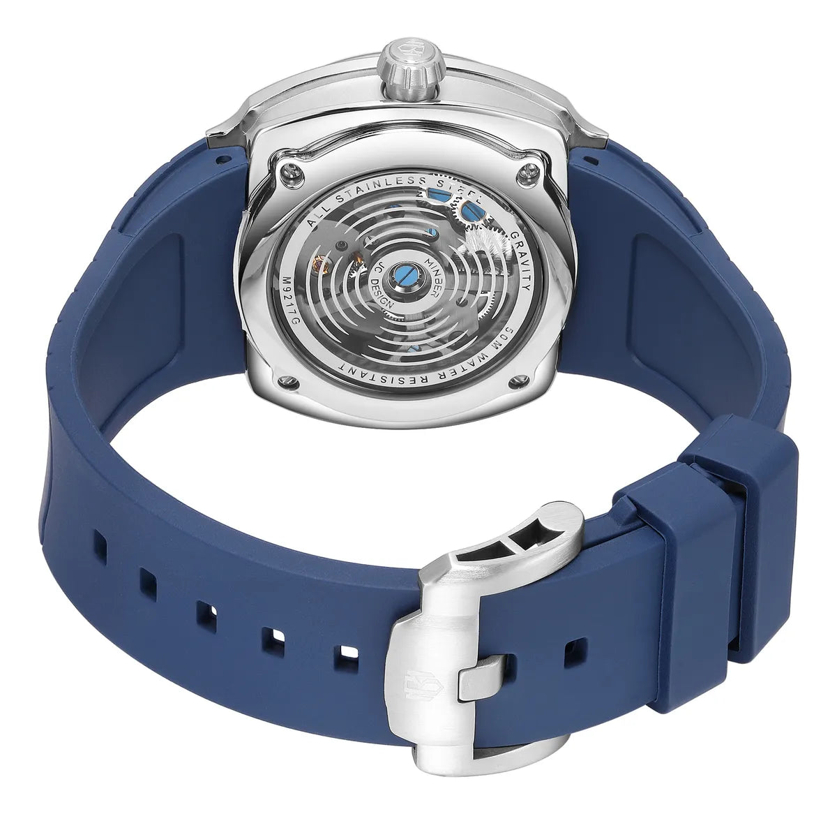 Reloj Minber Automático Lujo Con Correa De Silicona Blue