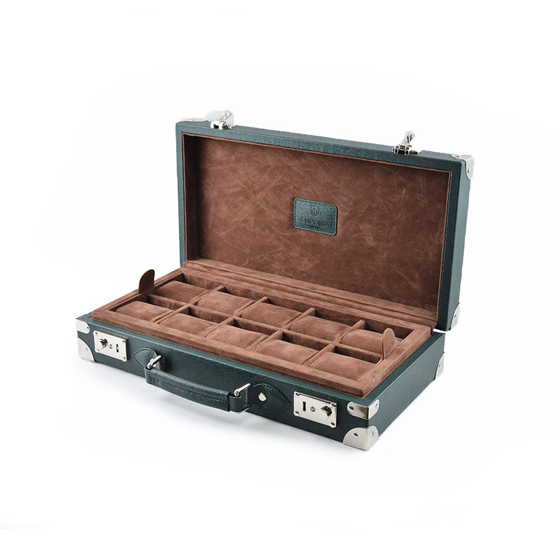 Tempomat Madrid, Green Saffiano leather watch box for collectors