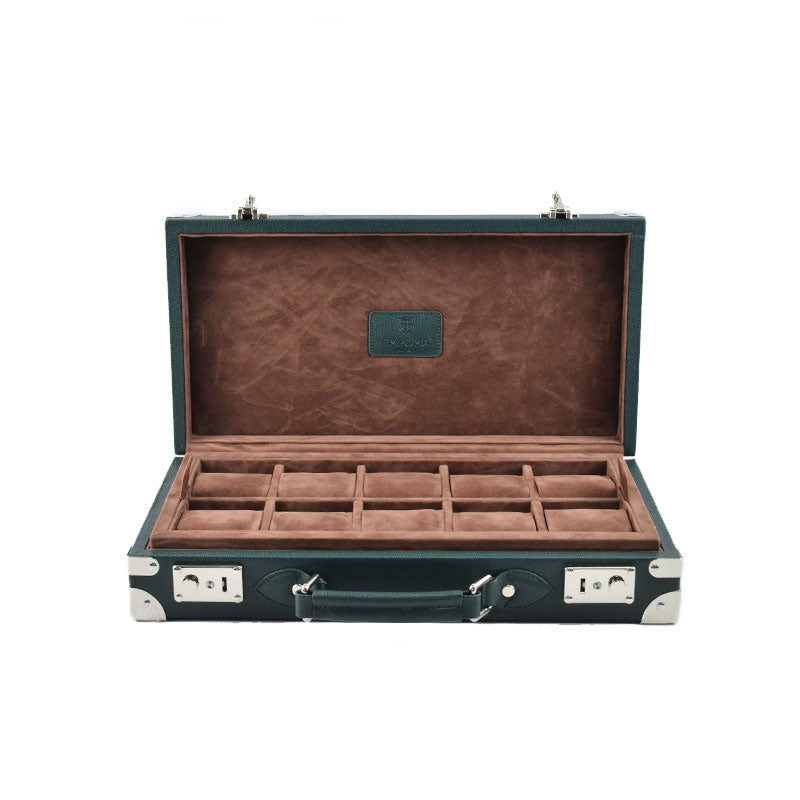 Tempomat Madrid, Green Saffiano leather watch box for collectors