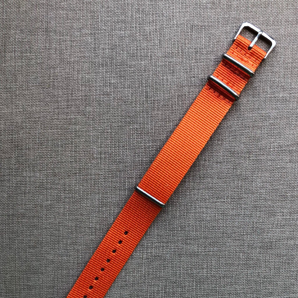 Tempomat Madrid, Orange Nato Strap for Rolex & Omega, 20mm universal fit