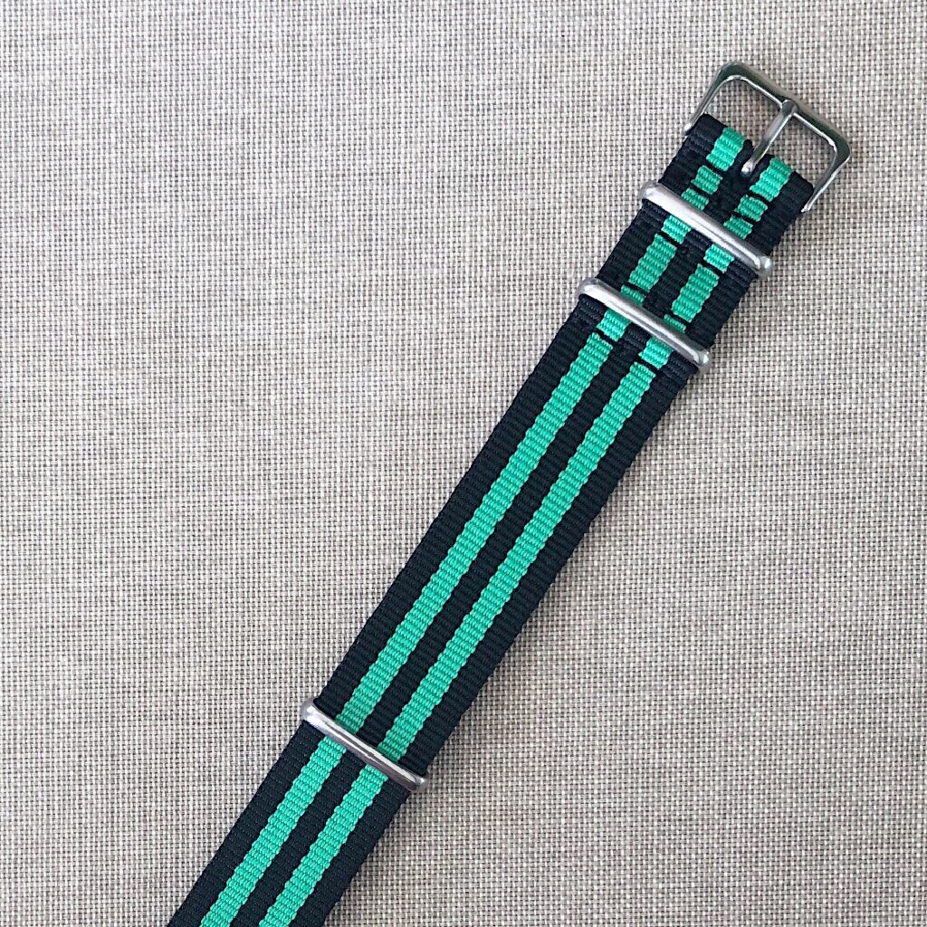 Tempomat Madrid, Black green Nato Strap for Rolex & Omega, 20mm universal fit