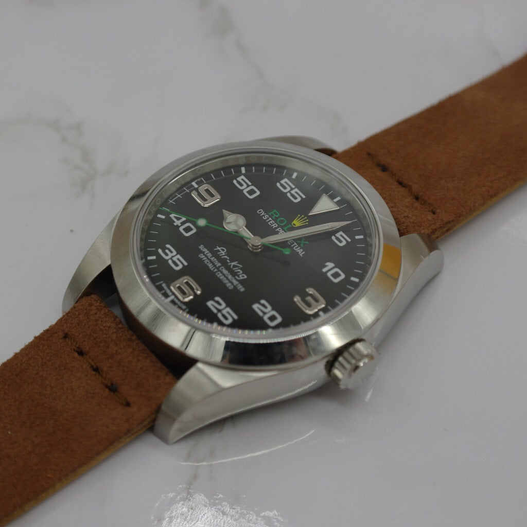 Tempomat Madrid, Dark Brown suede Leather Strap for Rolex & Omega, 20mm universal fit