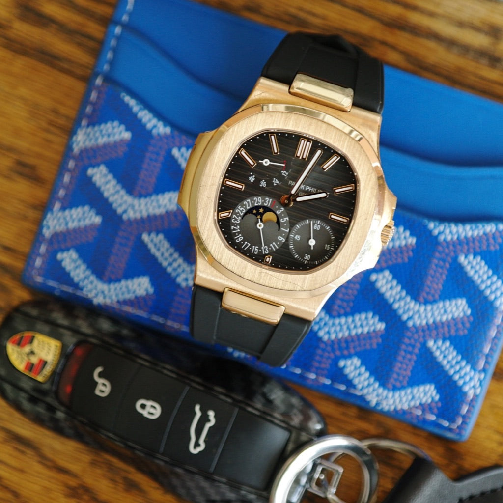Tempomat Madrid, Black FKM Vulcanized Rubber Strap for Patek Philippe Nautilus