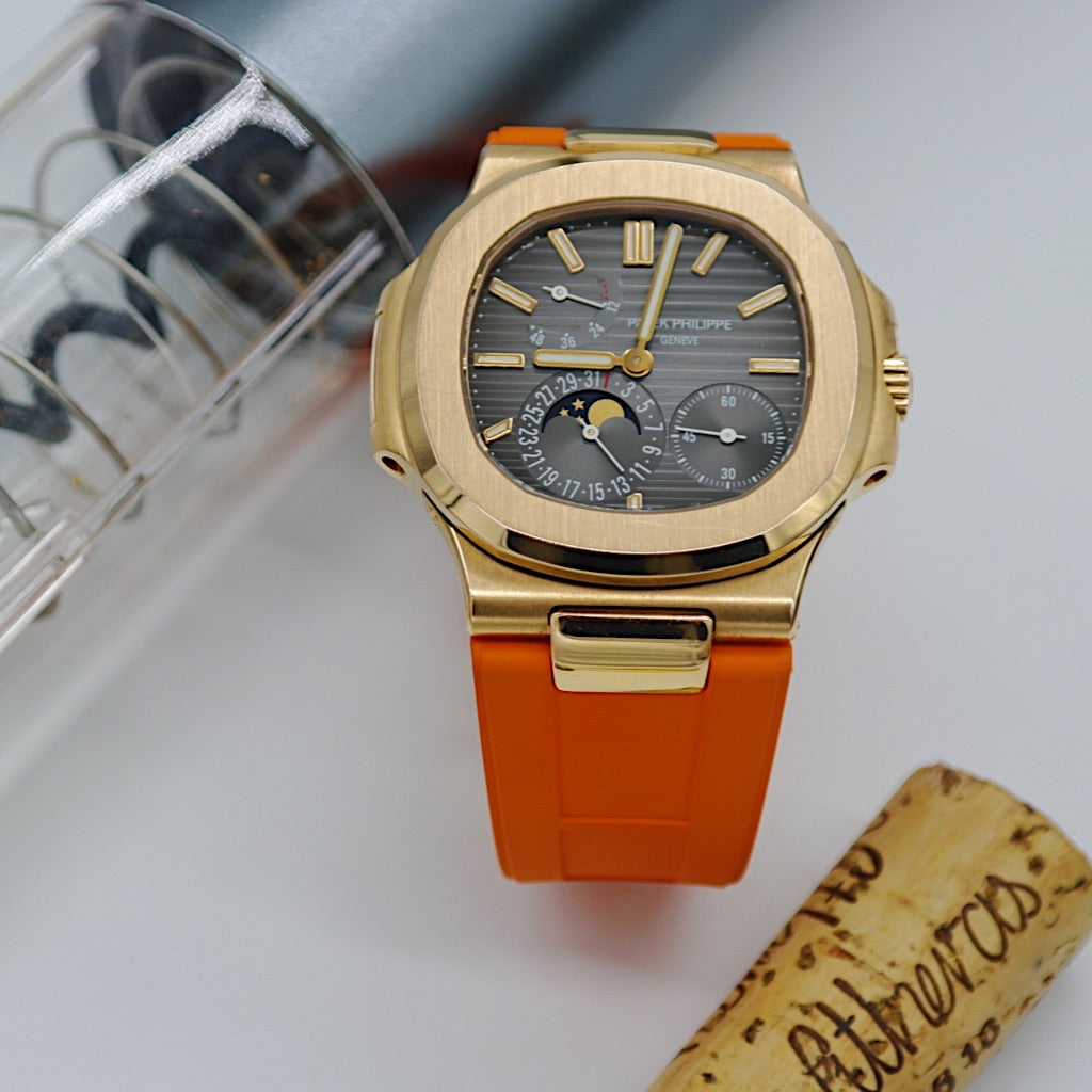 Tempomat Madrid, Orange FKM Vulcanized Rubber Strap for Patek Philippe Nautilus