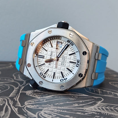 Tempomat Madrid, Blue Miami / Blue Marbella Rubber Strap for Audemars Piguet, royal oak offshore 42mm