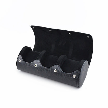 Tempomat Madrid, Full Black Natural leather watch roll for collectors