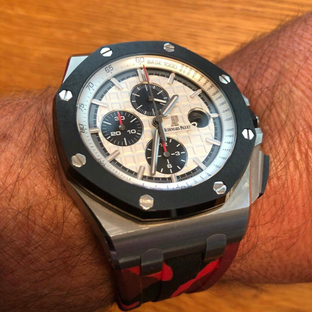 Tempomat Madrid, Red Camouflage Rubber Strap for Audemars Piguet, royal oak offshore 44mm