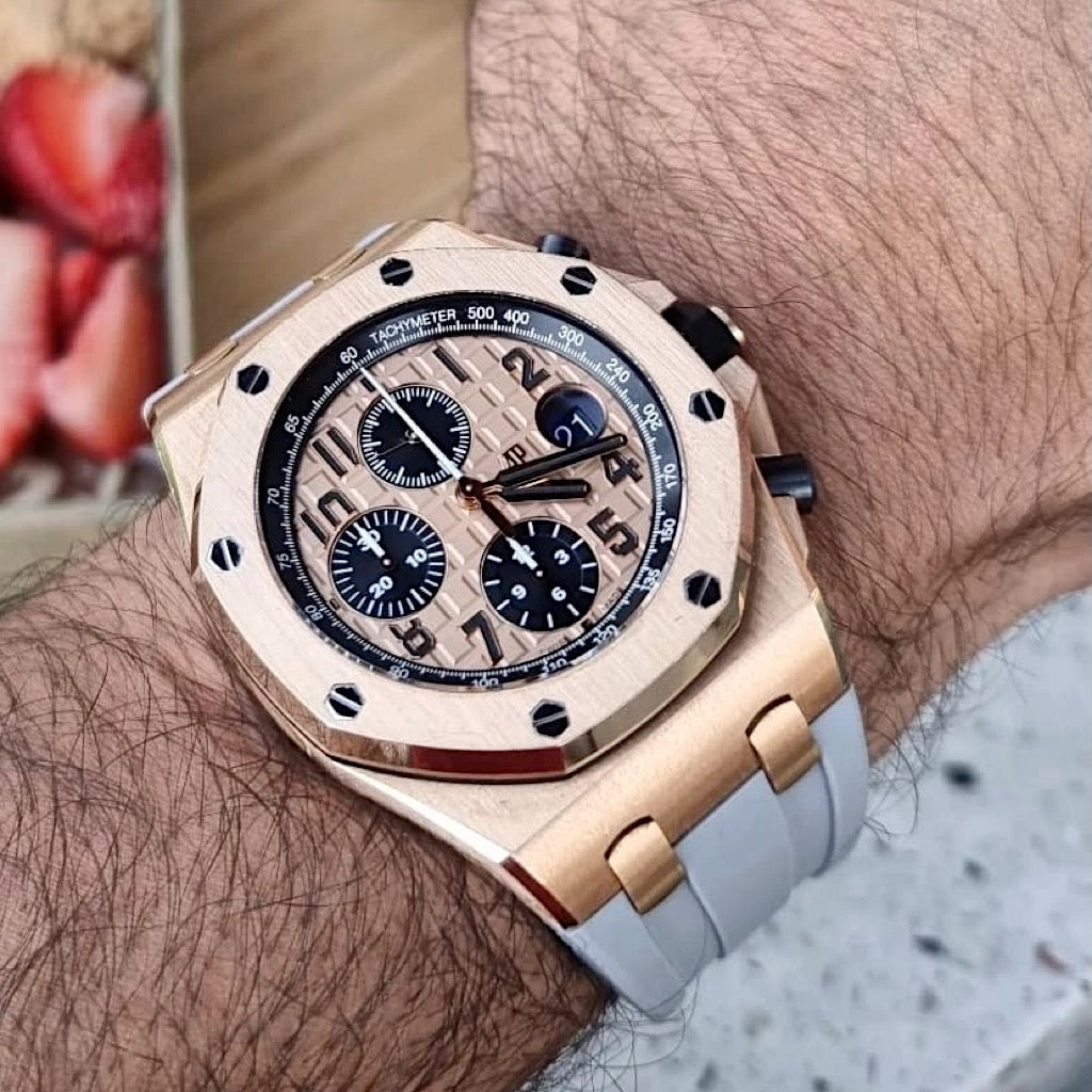 Tempomat Madrid, Grey Rubber Strap for Audemars Piguet, royal oak offshore 42mm