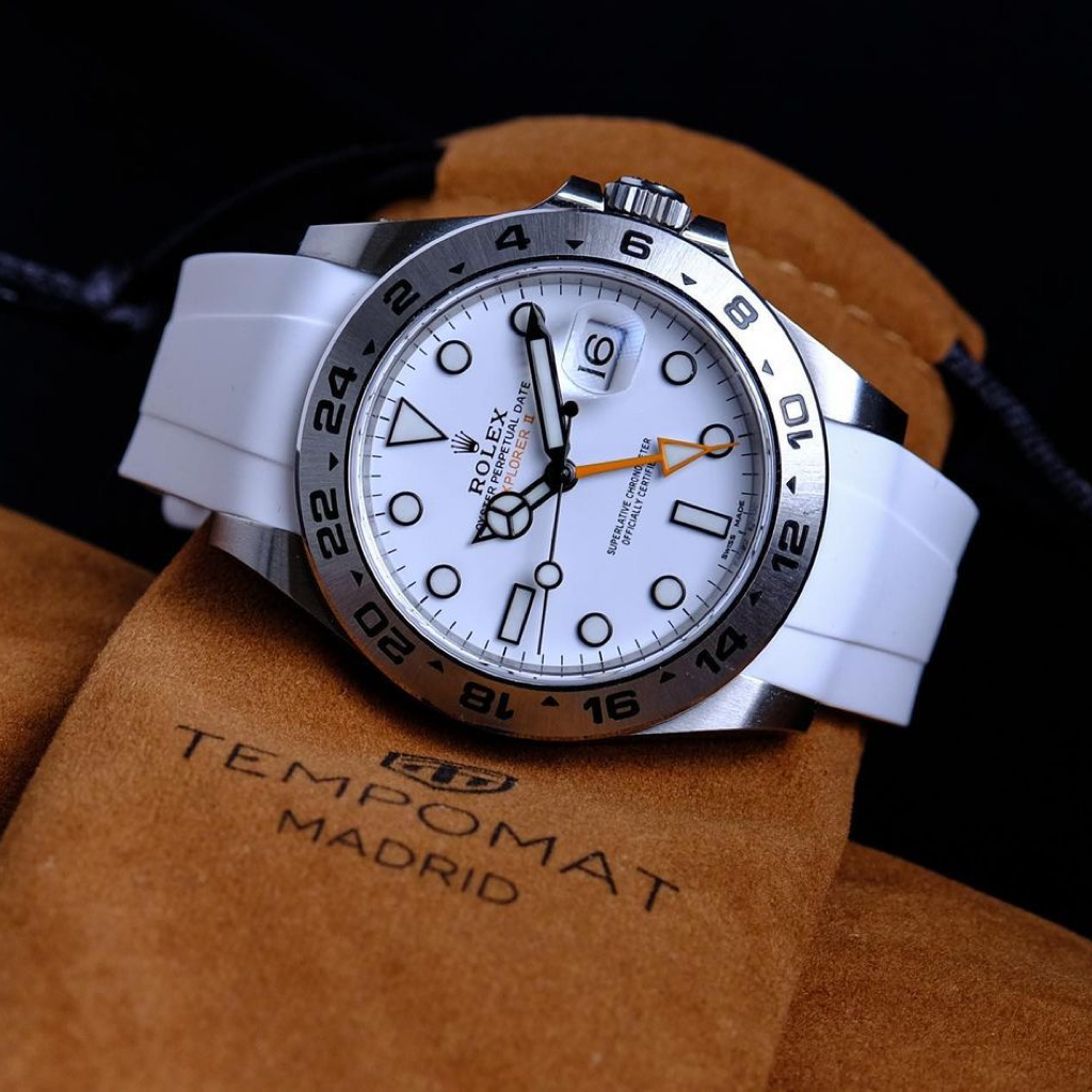 Tempomat Madrid, 21mm White rubber strap for rolex, 21mm rubber strap for omega
