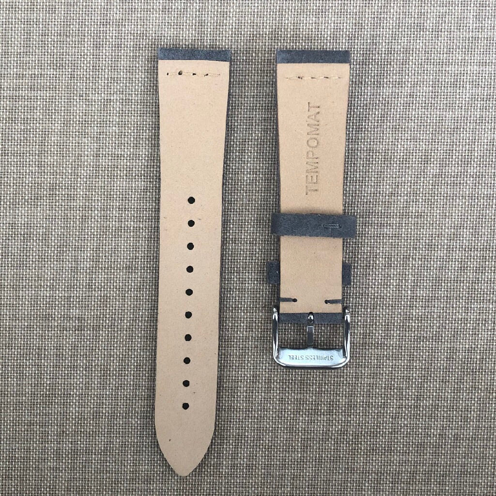 Tempomat Madrid, Grey suede Leather Strap for Rolex & Omega, 20mm universal fit