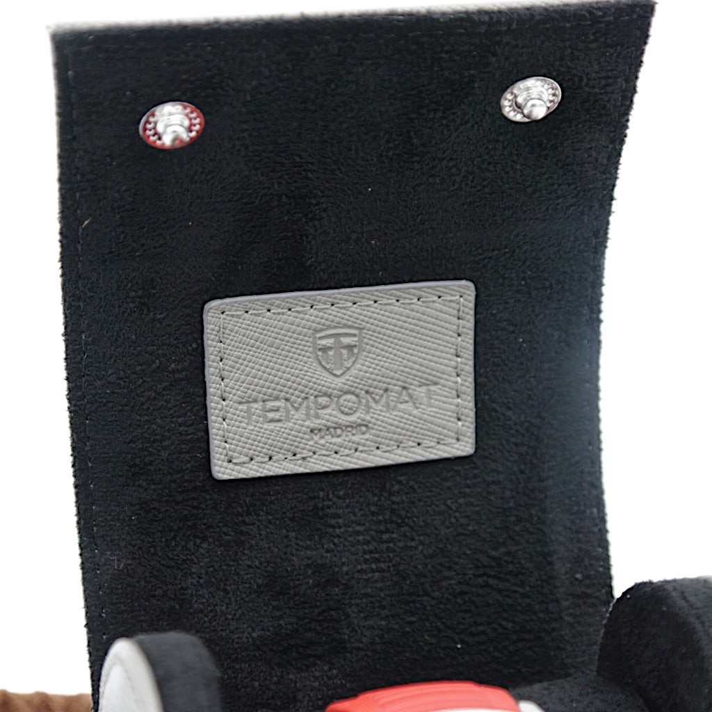 Tempomat Madrid, Grey Saffiano leather watch roll for collectors