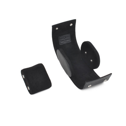 Tempomat Madrid, Full Black Natural leather watch roll for collectors