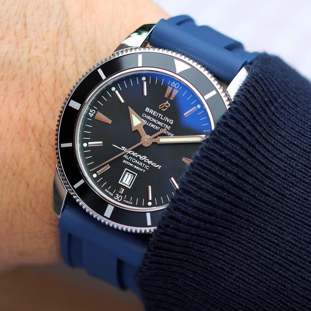 Tempomat Madrid, Blue Rubber Strap for Panerai, Seiko, Breitling, Tag Heuer, Tudor, Universal 22mm