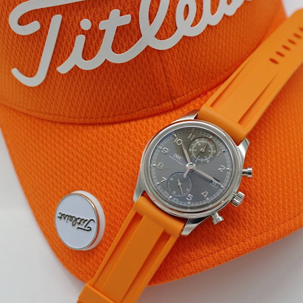 Tempomat Madrid, Orange Rubber Strap for Panerai, Seiko, Breitling, Tag Heuer, Tudor, Universal 22mm
