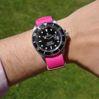 Tempomat Madrid, Pink Nato Strap for Rolex & Omega, 20mm universal fit