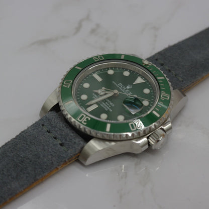 Tempomat Madrid, Grey suede Leather Strap for Rolex & Omega, 20mm universal fit