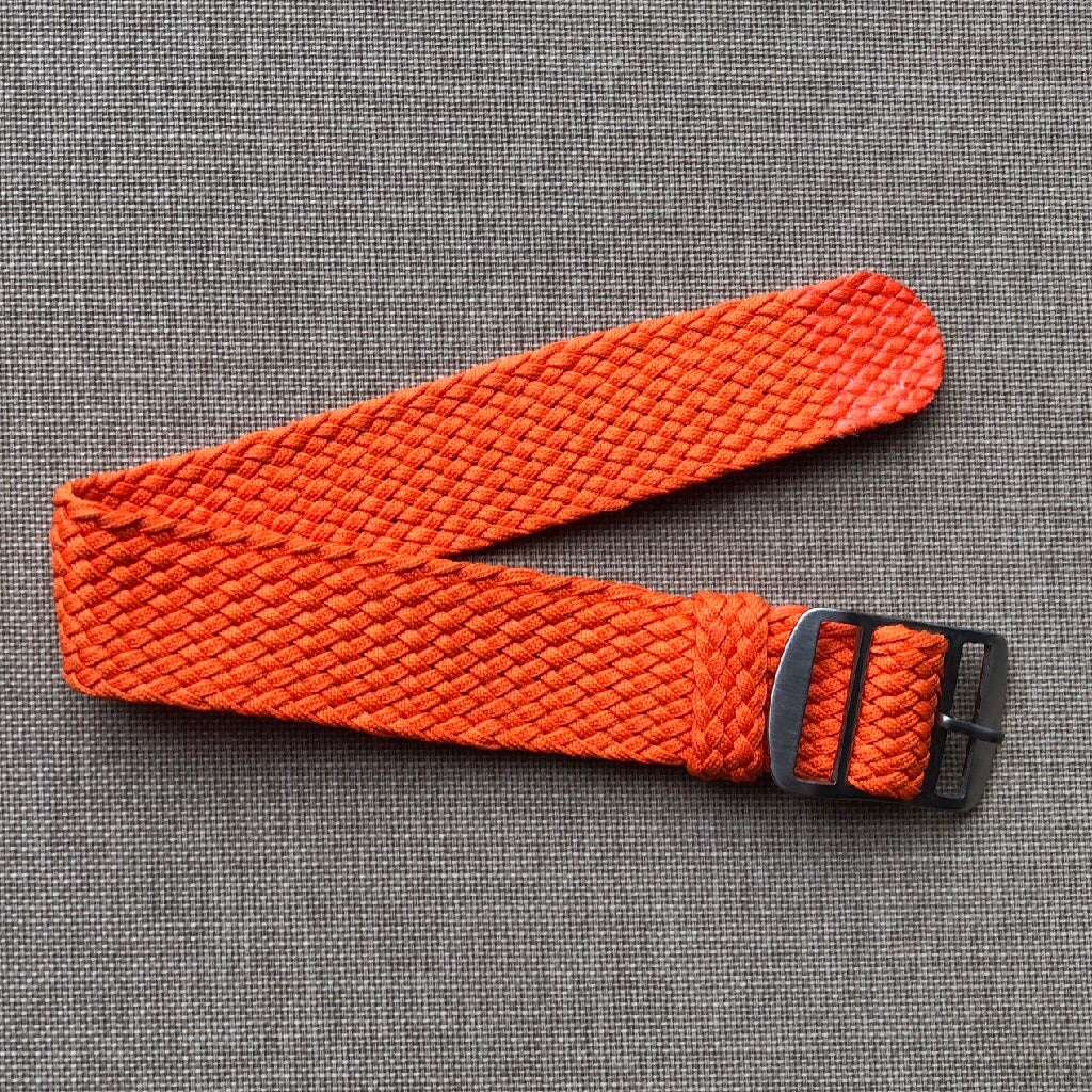 Tempomat Madrid, Orange Perlon Strap for Rolex & Omega, 20mm universal fit