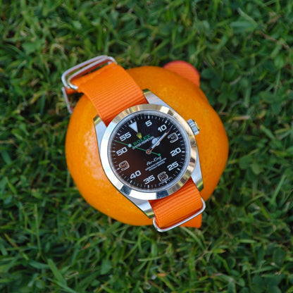 Tempomat Madrid, Orange Nato Strap for Rolex & Omega, 20mm universal fit