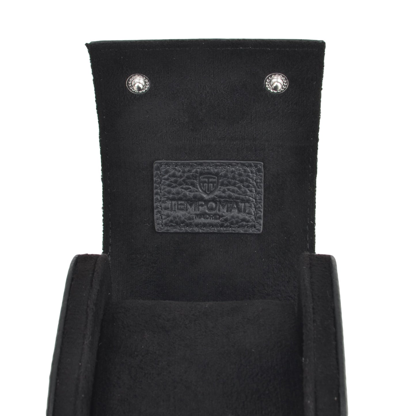 Tempomat Madrid, Full Black Natural leather watch roll for collectors
