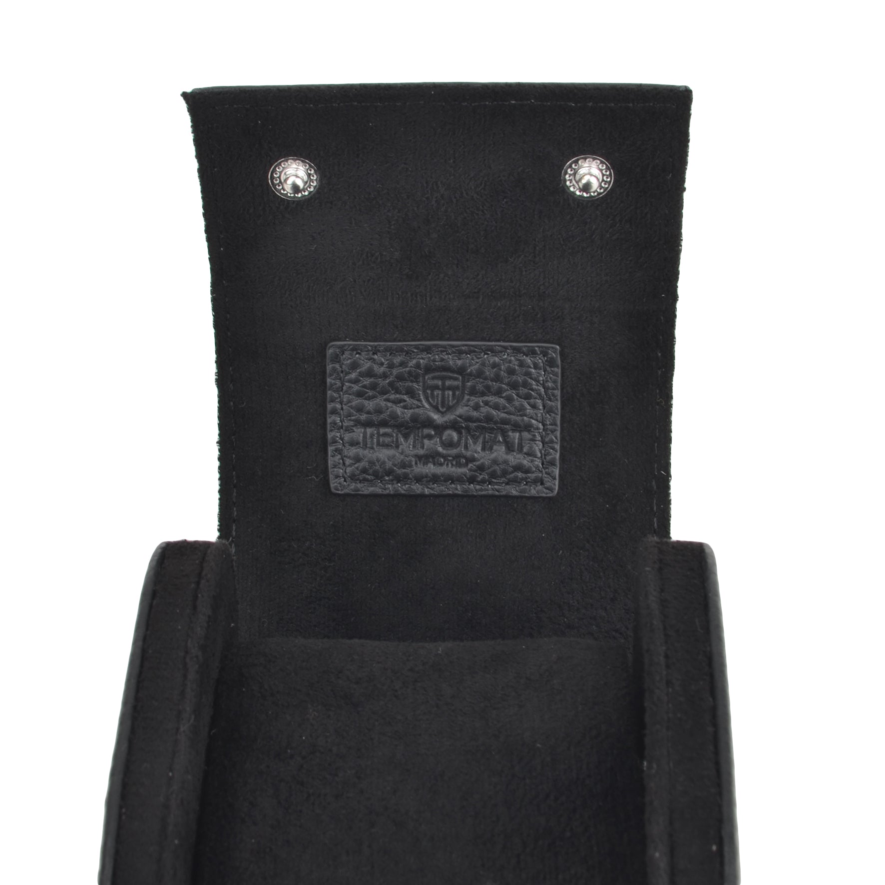 Tempomat Madrid, Full Black Natural leather watch roll for collectors