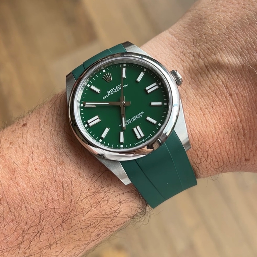 Tempomat Madrid, 21mm FKM Vulcanized Green rubber strap for rolex, 21mm FKM Vulcanized rubber strap for dajejust & oyster perpetual