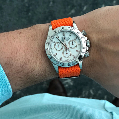 Tempomat Madrid, Orange Perlon Strap for Rolex & Omega, 20mm universal fit
