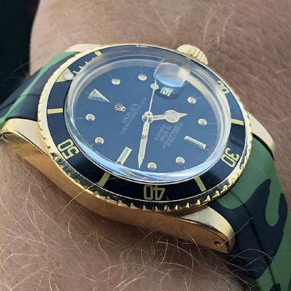 Tempomat Madrid, 20mm Green camo rubber strap for rolex, 20mm rubber strap for omega