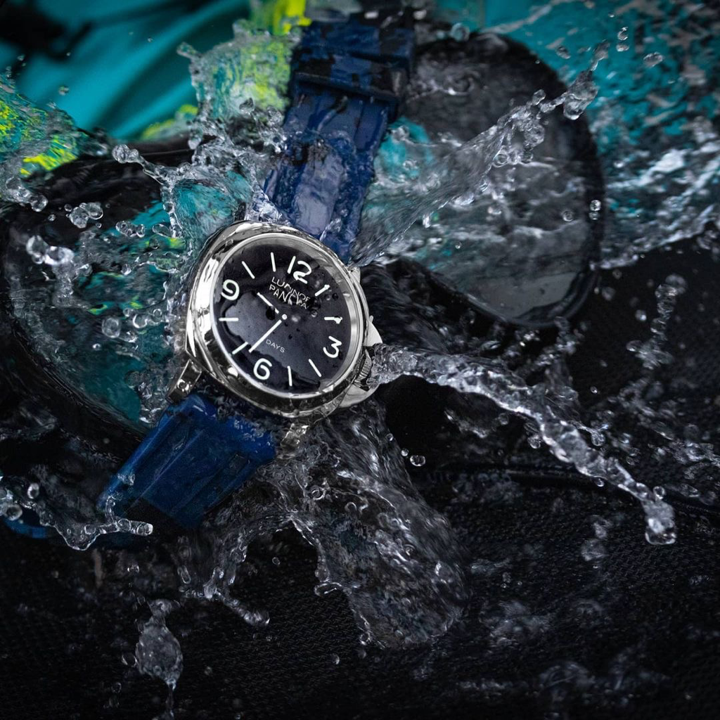 Tempomat Madrid, Blue Digital Camouflage Rubber Strap for Panerai, Seiko, Breitling, Tag Heuer Universal 24mm