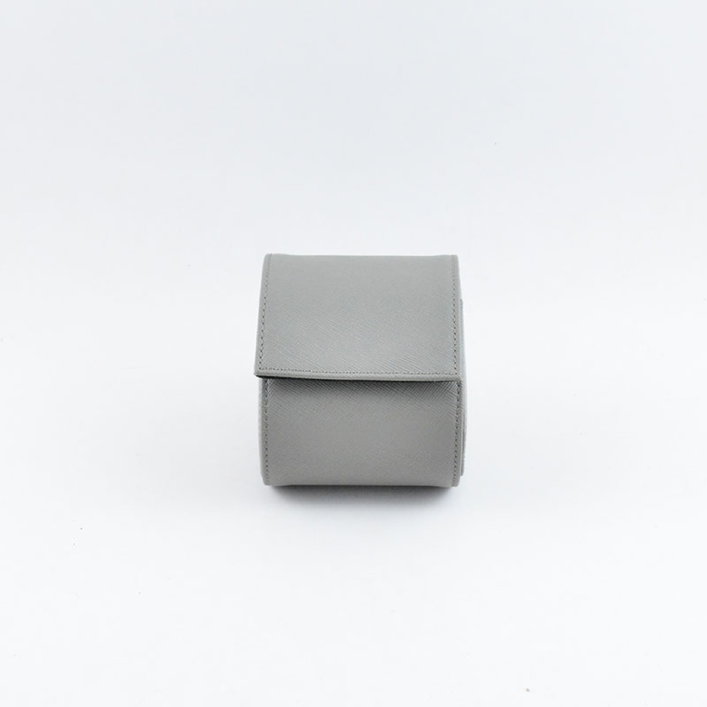 Tempomat Madrid, Grey Saffiano leather watch roll for collectors
