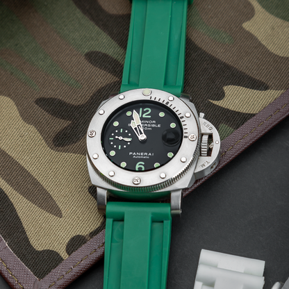 Tempomat Madrid, Green Rubber Strap for Panerai, Seiko, Breitling, Tag Heuer Universal 24mm