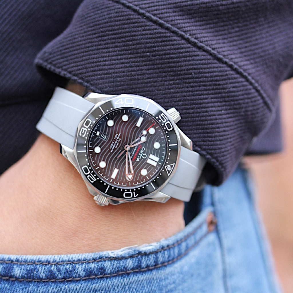 Tempomat Madrid, 20mm grey rubber strap for rolex, 20mm rubber strap for omega
