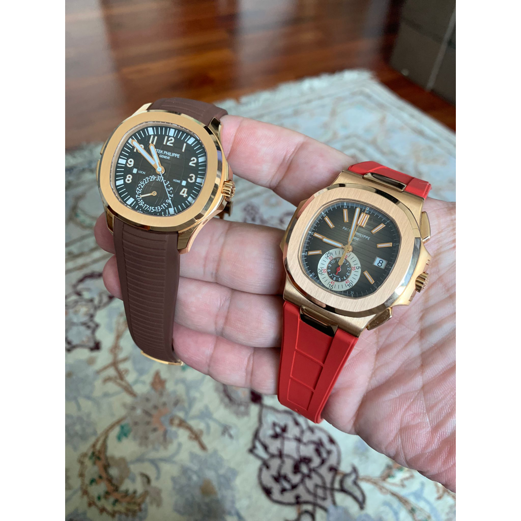 Tempomat Madrid, Red FKM Vulcanized Rubber Strap for Patek Philippe Nautilus
