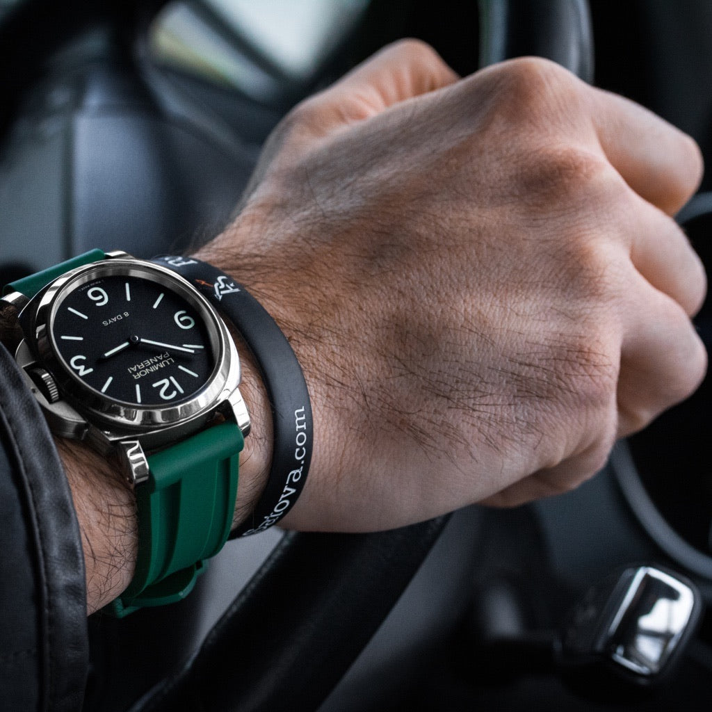 Tempomat Madrid, Green Rubber Strap for Panerai, Seiko, Breitling, Tag Heuer Universal 24mm